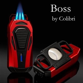 Colibri Boss Lighters - Triple-jet Flames with Double Guillotine Cigar Cutter