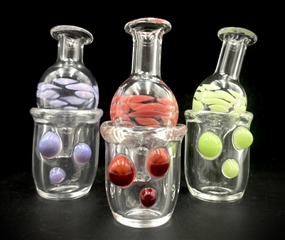 JD CLEAR CARB CAP & STAND SET w COLOR DOTS