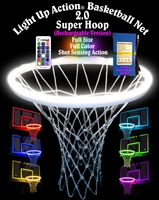 Super Hoop 2.0 Neon-Lighting for Basketball-Goals w/ Reaction to Rebounds and Shots Scored (Rechargeable Version)