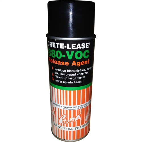 Crete Molds' Crete Lease 880-VOC is a mineral based release agent using New Chemistry "Green" technology.  Exceeds all VOC and environmental regulations. 12.5 oz. aerosol can.