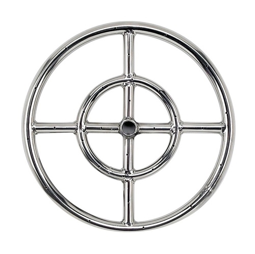 18" Double- Ring  Stainless Steel Burner With 1/2" Inlet