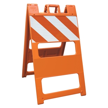 Plasticade Barricade Type I Orange - 12" x 24" Top Panel Engineer Grade Striped Sheeting