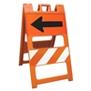 Plasticade Barricade Type II Orange - 12" x 24" Top Panel Diamond Grade Arrow Sign Legend,  8" x 24" Bottom Panel High
Intensity Prismatic Striped Sheeting