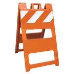 Plasticade Barricade Type I Orange - 8" X 24"  Top Panel Diamond Grade Striped Sheeting