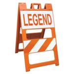 Plasticade Barricade Type II Orange - 12" x 24" Top Panel Sign Custom Legend in High Intensity Prismatic Grade,
8" x 24" Bottom Panel High Intensity Prismatic Striped Sheeting