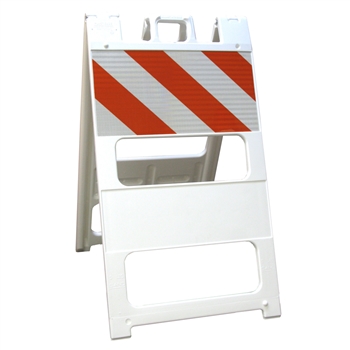 Plasticade Barricade Type I White - 12" x 24" Top Panel Engineer Grade Striped Sheeting