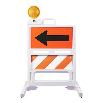 Safetycade - 12" x 24" Top Panel Diamond Grade Arrow Sign Legend, 8" x 24" Bottom Panel High
Intensity Prismatic Striped Sheeting