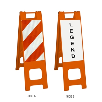 Narrowcade Orange - 12" x 24" Diamond Grade Striped Sheeting (side A)
12" x 24" Diamond Grade Sign Legend (side B)