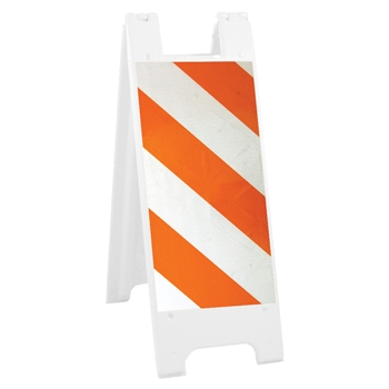 Minicade White - 12" x 24" Diamond Grade Striped Sheeting (side A) 12" x 24" Diamond Grade Sign Legend (side B)