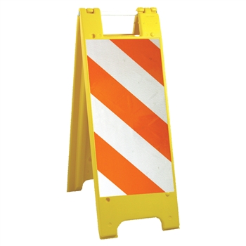 Minicade Yellow - 12" x 24" Engineer Grade Striped Sheeting (side A) 12" x 24" Engineer Grade Sign Legend (side B)