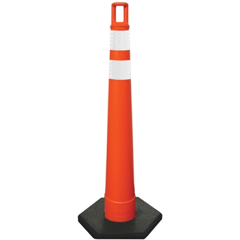 Orange cone with two stripes of diamond grade sheeting, 4" wide stripes