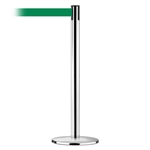 Advance Post Basics Black Base/Polished Chrome Tube/Polished Chrome Head Standard 7.5' No Custom Green Webbing Standard Belt End