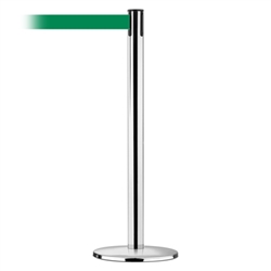 Advance Post Basics Black Base/Polished Chrome Tube/Polished Chrome Head Standard 7.5' No Custom Green Webbing Standard Belt End