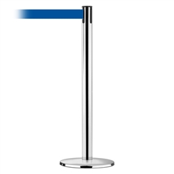 Advance Post Basics Black Base/Polished Chrome Tube/Polished Chrome Head Standard 7.5' No Custom Blue Webbing Standard Belt End