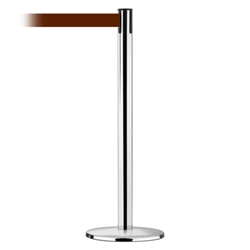 Advance Post Basics Black Base/Polished Chrome Tube/Polished Chrome Head Standard 7.5' No Custom Brown Webbing Standard Belt End