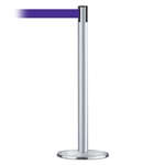 Advance Post Basics Black Base/Satin Chrome Tube/Satin Chrome Head Standard 7.5' No Custom Purple Webbing Standard Belt End