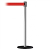 Slimline Post Basics Black Base/Polished Chrome Tube/Polished Chrome Head Standard 7.5' No Custom Red Webbing Standard Belt End