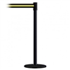 Slimline Post Basics Black Base/White Tube/White Head Standard 7.5' No Custom Black/Yellow Stripe Webbing Standard Belt End