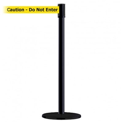 Slimline Post Basics Black Base/White Tube/White Head Standard 7.5' No Custom Yellow Webbing/Black "Caution - Do Not Enter" Standard Belt End