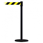 Slimline Post Basics Black Base/Black Tube/Black Head Standard 7.5' No Custom Black/Yellow Webbing Standard Belt End