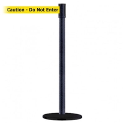 Slimline Post Basics Black Base/Black Wrinkle Tube/Black Wrinkle Head Standard 7.5' No Custom Yellow Webbing/Black "Caution - Do Not Enter" Standard Belt End