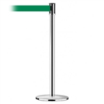 Slimline Post Universal Polished Chrome Base/Polished Chrome Tube/Polished Chrome Head Standard 7.5' No Custom Green Webbing Standard Belt End