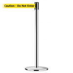 Slimline Post Universal Polished Chrome Base/Polished Chrome Tube/Polished Chrome Head Standard 7.5' No Custom Yellow Webbing/Black "Caution - Do Not Enter" Standard Belt End