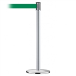 Slimline Post Universal Satin Chrome Base/Satin Chrome Tube/Satin Chrome Head Standard 7.5' No Custom Green Webbing Standard Belt End