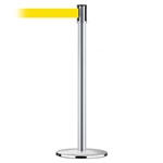 Slimline Post Universal Satin Chrome Base/Satin Chrome Tube/Satin Chrome Head Standard 7.5' No Custom Yellow Webbing Standard Belt End