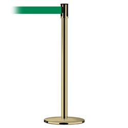 Slimline Post Universal Polished Brass Base/Polished Brass Tube/Polished Brass Head Max 13' No Custom Green Webbing Standard Belt End