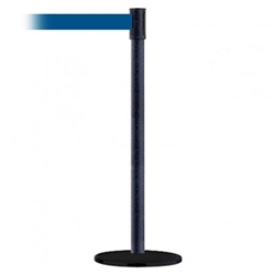 Slimline Post Universal Black Wrinkle Base/Black Wrinkle Tube/Black Wrinkle Head Standard 7.5' No Custom Dark Blue Webbing Standard Belt End