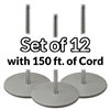 Set of 12 - Museum & Art Gallery Barriers, 16" Tall, Silver Anodized Economy "Q-Cord"