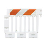 Strongwall ADA Orange Pedestrian Barricade with high intensity prismatic striped sheeting on one side - Top