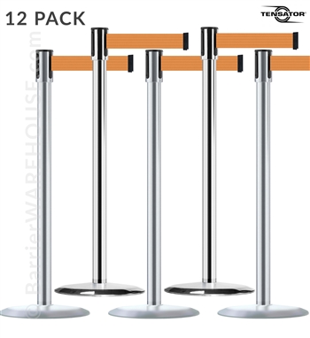 Tensabarrier Slimline 890U Chrome 12-Pack