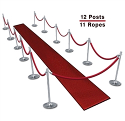 Queue Barriers (10-Pack with 9 Ropes)