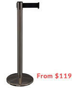 Premium BLACK CHROME 11' ft. Belt Stanchion - PR25BCCV