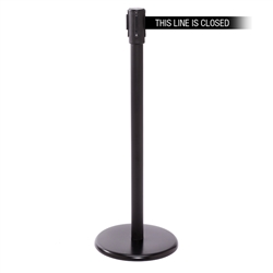 QueuePro 200, Black, Barrier with 11' THIS LINE IS CLOSED Belt