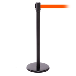 QueuePro 200, Black, Barrier with 11' Fluorescent Orange Belt