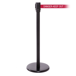 QueuePro 200, Black, Barrier with 11' DANGER-KEEP OUT - RED Belt