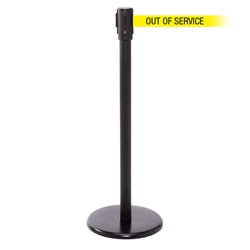 QueuePro 200, Black, Barrier with 11' OUT OF SERVICE Belt