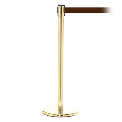 QueuePro 200, Polished Brass, Barrier with 11' Brown Belt
