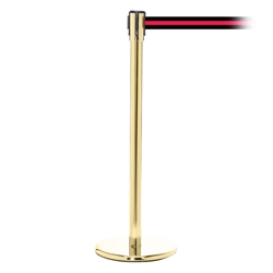 QueuePro 200, Polished Brass, Barrier with 11' Black/Red Stripe Belt
