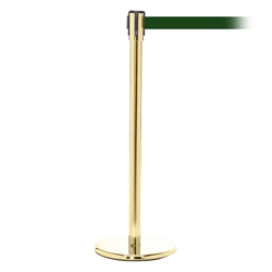 QueuePro 200, Polished Brass, Barrier with 11' Dark Green Belt