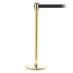 QueuePro 200, Polished Brass, Barrier with 11' Dark Gray Belt