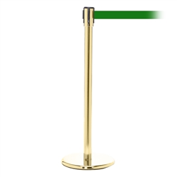 QueuePro 200, Polished Brass, Barrier with 11' Green Belt