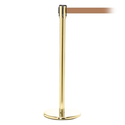 QueuePro 200, Polished Brass, Barrier with 11' Light Brown Belt