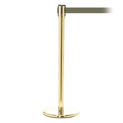 QueuePro 200, Polished Brass, Barrier with 11' Olive Green Belt