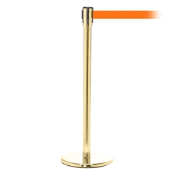 QueuePro 200, Polished Brass, Barrier with 11' Orange Belt