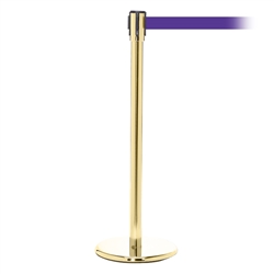 QueuePro 200, Polished Brass, Barrier with 11' Purple Belt