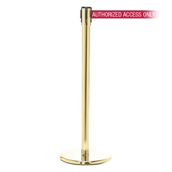 QueuePro 200, Polished Brass, Barrier with 11' AUTHORIZED ACCESS ONLY - RED Belt